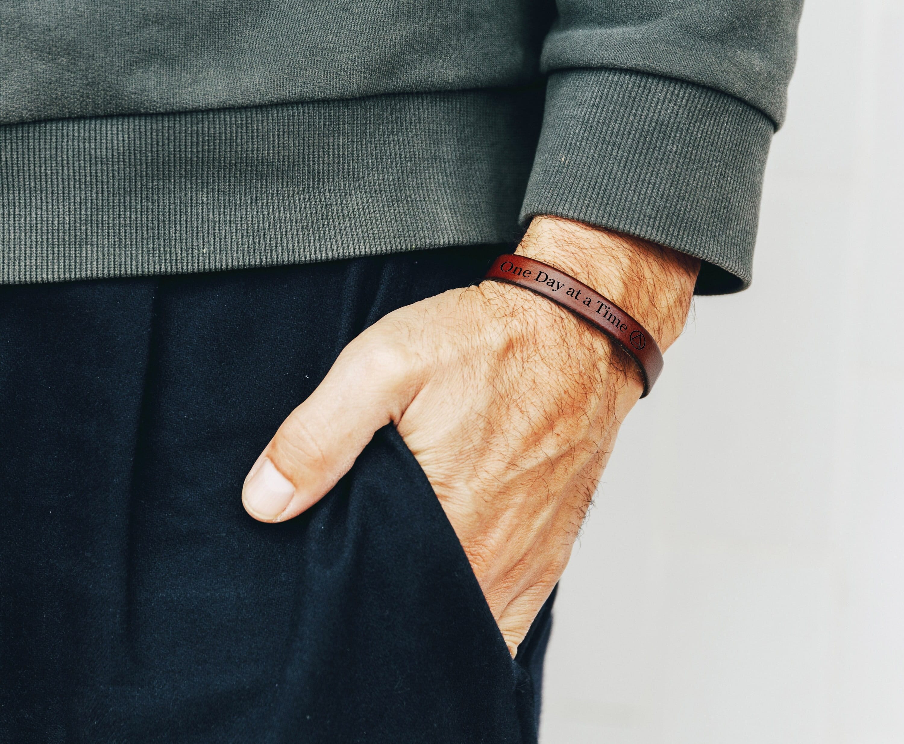 One day at a time leather bracelet deals