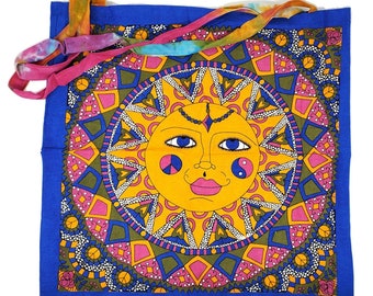 Hippie Boho Cotton Fabric Tote Bags with handles 18" * FREE SHIPPING *