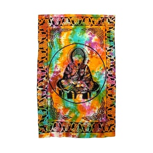 Tie Dye BUDDHA Tapestry Blanket BedSpread Wall Hanging 72&quot; x 108&quot; * FREE SHIPPING *