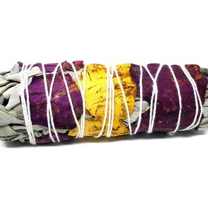 White Sage with Rose Petals smudge stick 4&quot; * FREE SHIPPING *