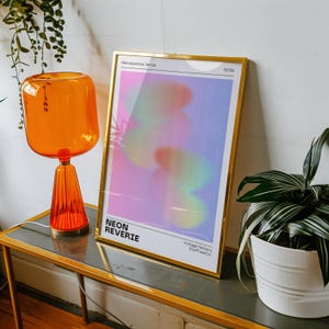 Neon Reverie: Impresión de arte mural psicodélico de los años 70 / Impresión retro abstracta con degradado, arte moderno vintage de mediados de siglo, decoración del hogar de inspiración retro