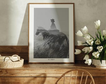 American West Series III. Drift Framed Print | Black and White Cowboy Western Wall Art