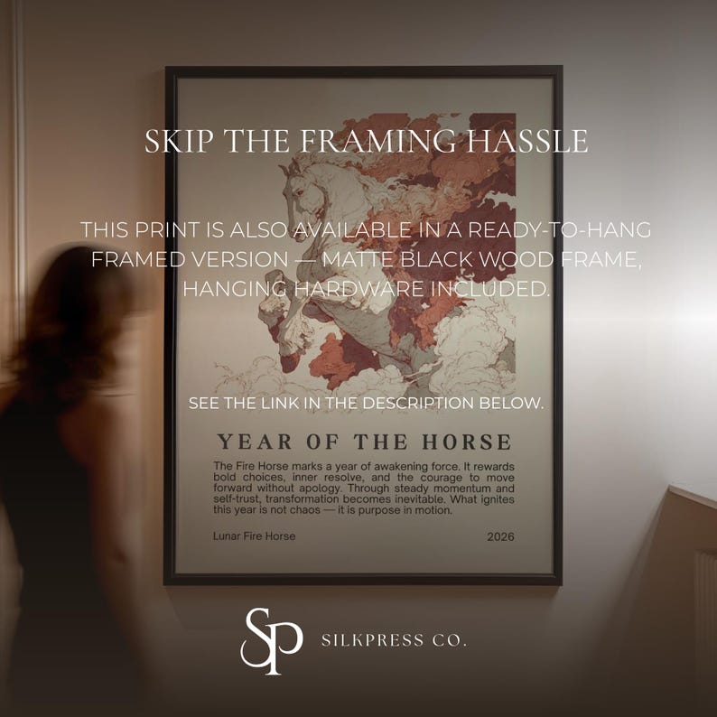 Year of the Fire Horse Print, Lunar New Year 2026 Wall Art, Feng Shui Poster image 2