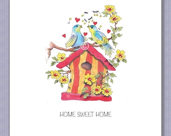 PK253 New Home card. Couples First Home. Personalise. Quirky Birdhouse Home. make their day! Design by Paula