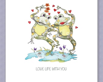 PK101 Our Anniversary Frog card! A unique light-hearted fun card for your partner that life is fun with them! Surprise them! Design by Paula