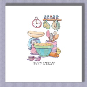 PK040 Cartão de dia de cozimento. Ótimo para qualquer padeiro ávido... ou para aniversário, dia de eventos especiais, dia de competição! Surpreenda-os! Design por Paula