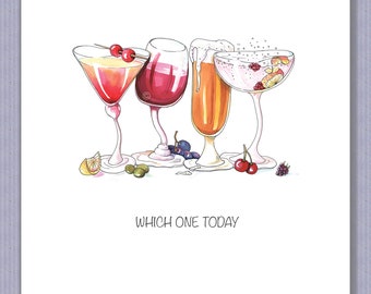 PK193 Birthday Drinks Card: Fun Celebration card. Personalise. Make their day! Design by Paula