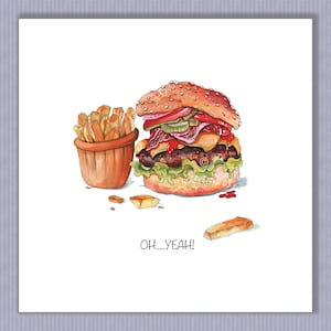 PK202 Cartão de aniversário Burger! Cartão divertido para os amantes desta comida, de qualquer idade! Eventos de churrasco, aniversários, encontros! Design por Paula