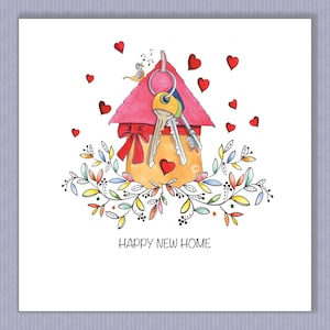 PK063 Tarjeta de llaves de casa nueva. ¡Una preciosa tarjeta de casa nueva! ¡Ideal para estudiantes, solteros, parejas o familias! Diseño de Paula