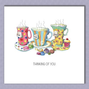 PK017 Carte de rétablissement. Le thé est toujours un tonique pour un prompt rétablissement ! Super carte à envoyer pour leur remonter le moral ! Design par Paula