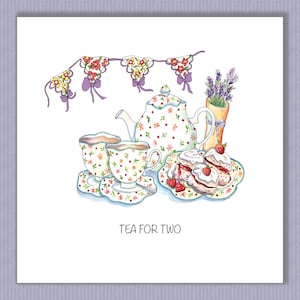 PK067 Nachmittagstee für zwei Karte! Wunderschöne Karte für ein “tea for two” Treffen mit Mama, Papa, Oma, Opa oder einer Freundin!  Design von Paula