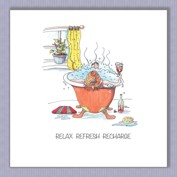 PK212 Spa day card! For people who need to have 'me time' day! Great to send to friends, colleagues, or family member! Design by Paula