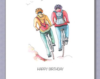 PK110  Cyclist Birthday card. Personalise.  Bicycle Design. Make their day! Design by Paula