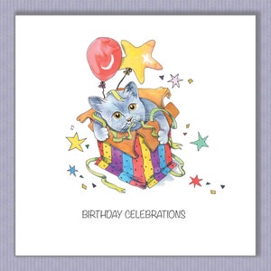 PK248 Cat birthday card! Ideal for cat lovers ! Such a fun card to send for someones birthday. Design by Paula