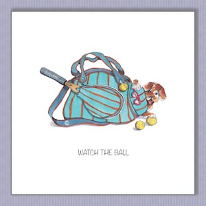 PK036 Fun tennis card! Card to send for birthdays ,tournaments competitions for any age or gender! Design by Paula