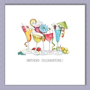 PK064 Verjaardagskaart voor cocktails! Geweldige kaart om te verzenden voor een verjaardag van elke volwassen leeftijd! Ontwerp door Paula