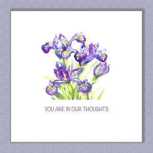PK278 Carte de sympathie iris bleu. C'est agréable à envoyer pour dire que vous pensez à eux à un moment spécial. Design par Paula