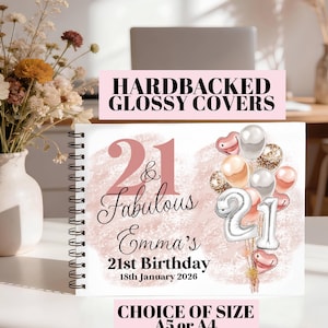 Personalised 21st Birthday Guest Book | Hardback Custom Memory and Photo Book | Keepsake Gift for 21 Twenty One Wishes & Memories