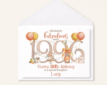Personalized 30th Birthday Card, Since 1996, Custom Name Card - Size A5