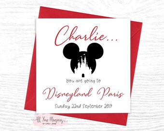 Wedding Cards Personalised Walt Disney World Florida Orlando Disneyland Paris Land Mickey Mouse Trip Reveal Ticket Card Wallet Princess Surprise Announcement Present Gift Going to Holiday Girl Boy 