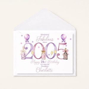 Personalised 21st Birthday Card for Her, 2005 Birthday Card, Daughter, Sister, Best Friend, Granddaughter, Niece, Goddaughter, Twenty One