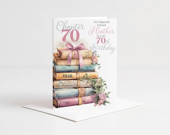 Chapter 70 Birthday Card for her, Sister, Daughter, Daughter In Law, Friend, Sister In Law, 70th, Seventy, 1956, Book Card,
