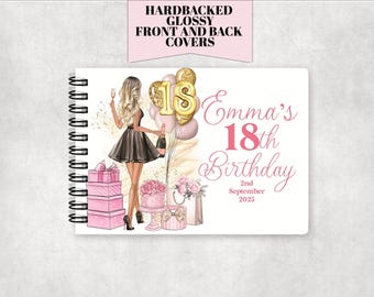 Personalised 18th Birthday Guest Book for Her – Hardback Photo Album, Memory Scrapbook & Keepsake Gift