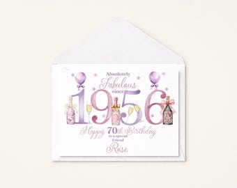 1956 70th Birthday Card for her, Personalised, Daughter Niece Best Friend Sister In Law Wife, 70 Seventy, Fabulous