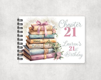 Personalised 21st Birthday Guest Book, Photo Album Memory Book, CHAPTER 21 - 2005