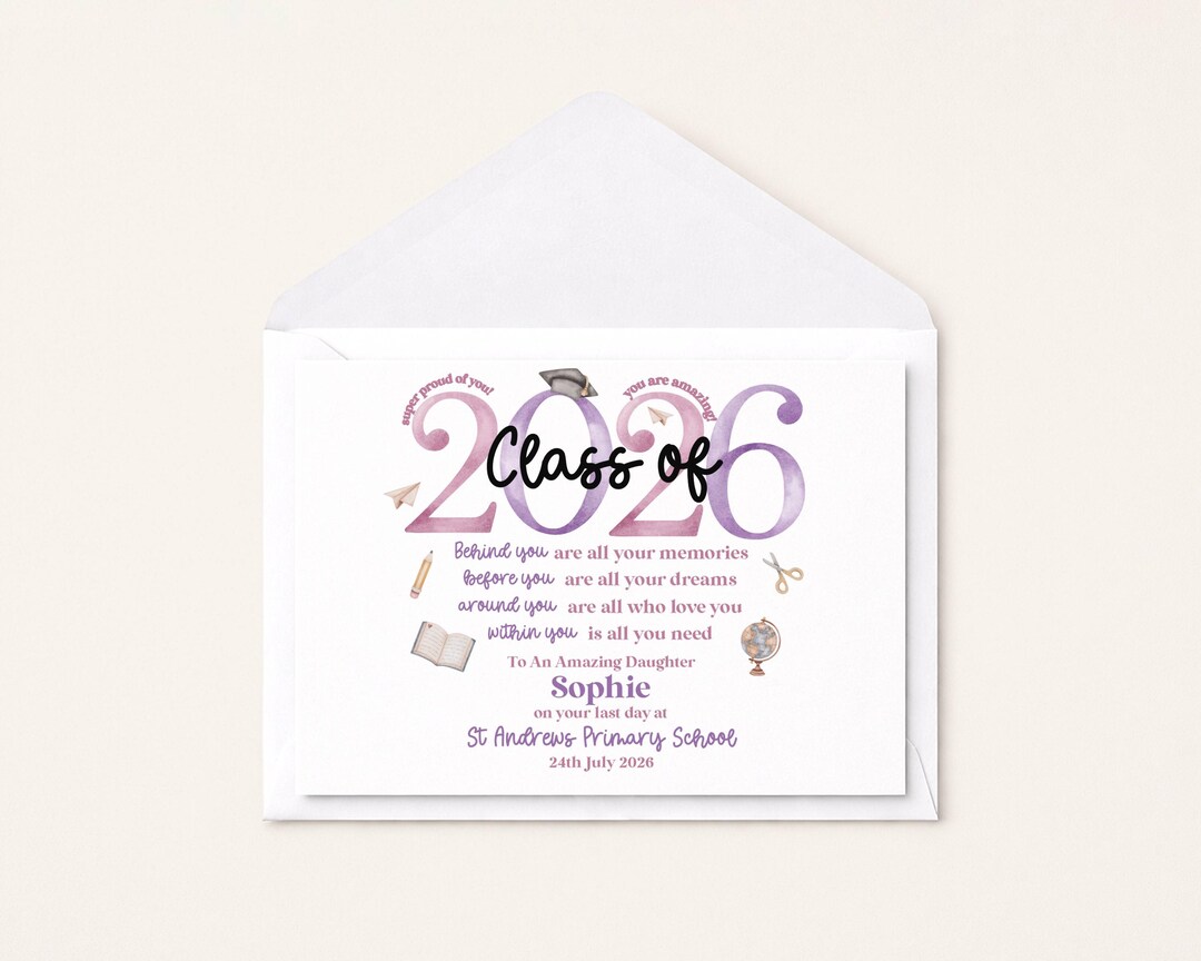 School Leaver Card, Class of 2026, Year 6 Leaver, Year 11 Leaver ...