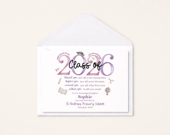 School Leaver Card, Class of 2026, Year 6 Leaver, Year 11 Leaver, Primary School, High School, Infant School, Personalised, Son, Daughter,
