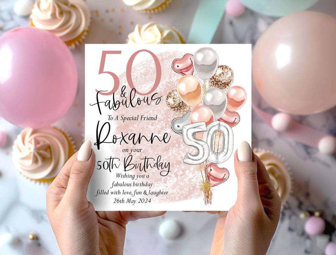 50th Birthday Card for Her, Personalised 50th Daughter, Si…