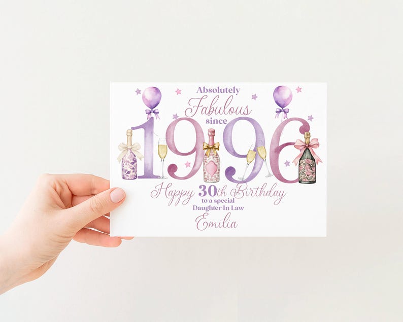 1996 30th Birthday Card for her, Personalised, Daughter Niece Best Friend Sister In Law Wife, 30 Thirty, Fabulous image 7
