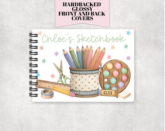 Personalised Hardback Sketchbook – Kids Art Journal, Drawing Doodle Book