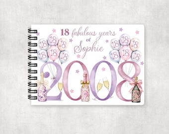 Personalised 18th 2008 Birthday Memory Book - Guest Book - Photo Book