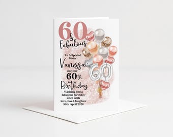 Personalised 60th Birthday Card – Milestone Gift for Her - Sister, Friend, Daughter, Wife