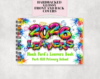 Personalised School Leavers Autograph Book, Custom A6 or A5 Hardback Message Book, Class of 2026,