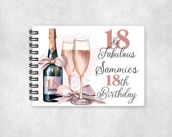 Personalised 18th Birthday Guest Book – Hardback Memory Album | Keepsake Photo & Message Book Gift for Eighteenth Celebrations