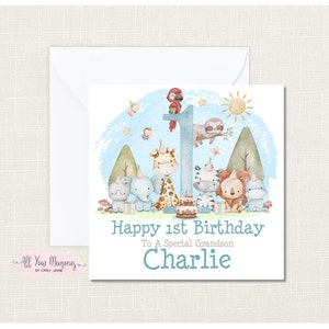 Personalised 1st Birthday Card - Son/Grandson/Godson/Nephew/Little Boy