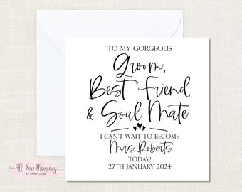 Personalised to my Groom / Bride on our Wedding Day card | husband to be | Wife to be