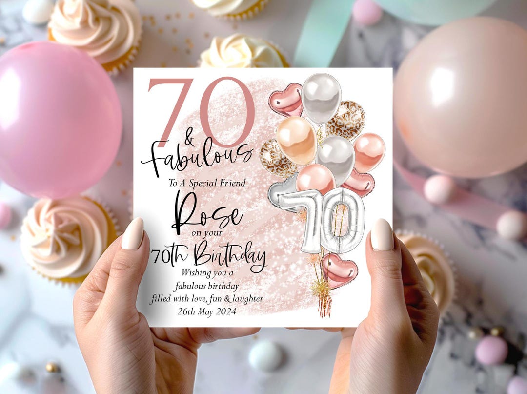 Personalised 70th Birthday Card for Her, Keepsake for Wife, Sister ...