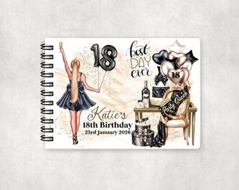 Personalised 18th Birthday Guest Book | Custom Memory and Photo Book | Keepsake Gift for 18 Eighteen Wishes & Memories