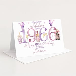 1966 60th Birthday Card for her, Personalised, Daughter Niece Best Friend Sister In Law Wife, 60 Sixty, Fabulous imagen 2