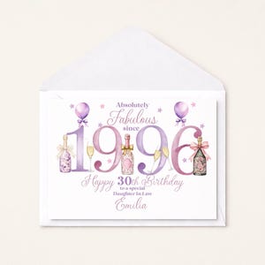 1996 30th Birthday Card for her, Personalised, Daughter Niece Best Friend Sister In Law Wife, 30 Thirty, Fabulous image 1