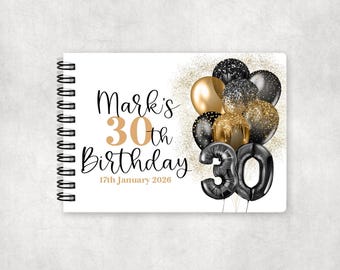 Personalised 30th Birthday Guest Book – Hardback Memory Album for Men | Message Book & Photo Keepsake for Thirty Celebrations