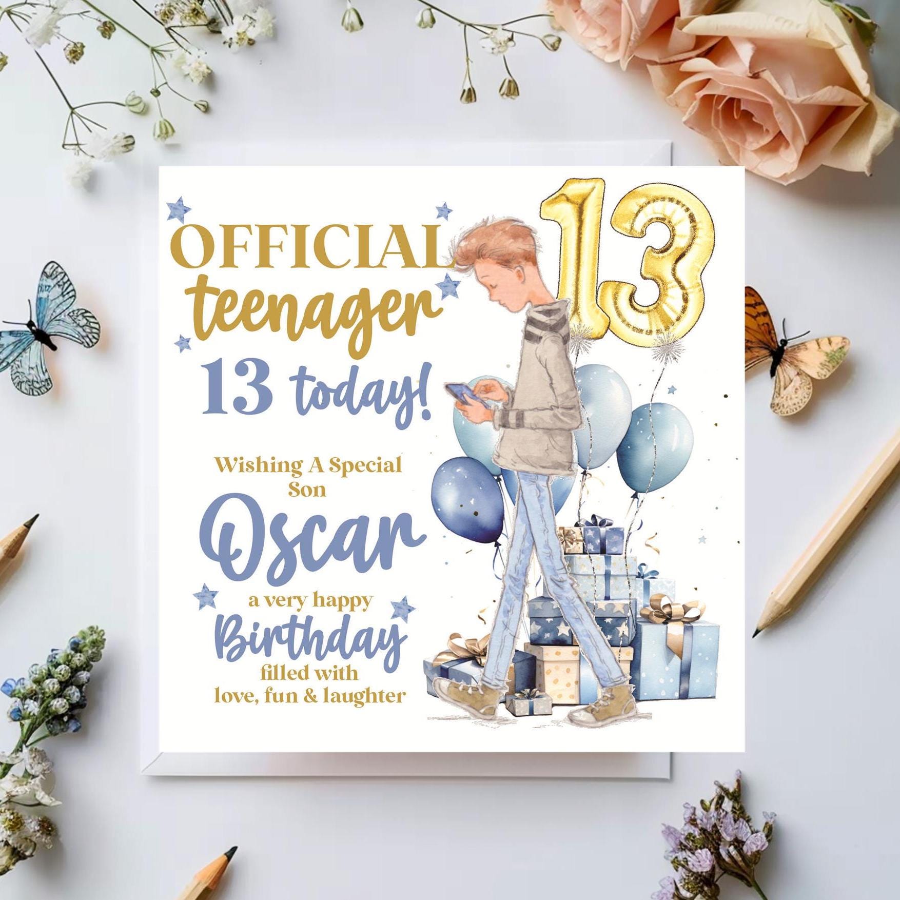 Cake Gift Photo Son 13th Teenager Boys Custom Personalised Birthday Card - The Card Zoo