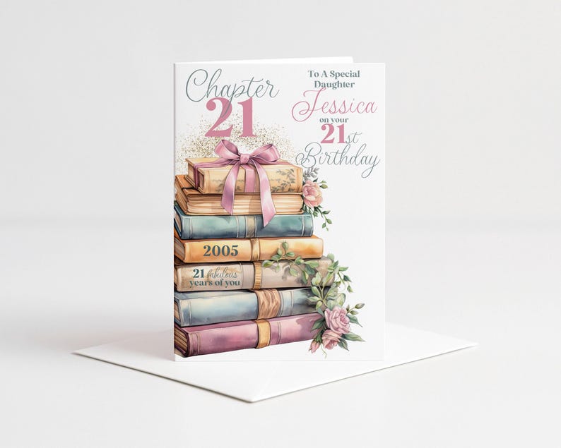 Chapter 21 Birthday Card for her, Sister, Daughter, Granddaughter, Friend, Sister In Law, 21st Birthday Card, Twenty One, 2005, Book Card, zdjęcie 1