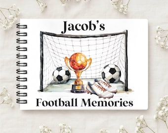 Personalised Football Journal, Memory & Scrapbook Photo Album, Gift for Footballer, Keepsake for Boys Who Love Football, Hardback Book