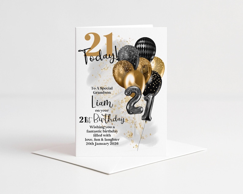 Personalised 21st Birthday Card For Son, Grandson, Nephew, Brother image 1