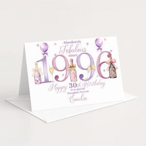 1996 30th Birthday Card for her, Personalised, Daughter Niece Best Friend Sister In Law Wife, 30 Thirty, Fabulous image 6